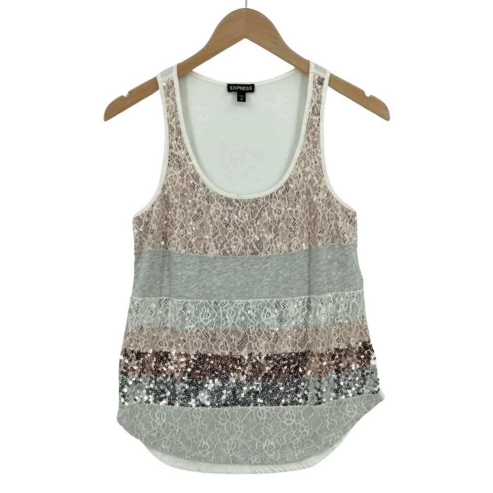 Express Sequin Sleeveless Tank Top